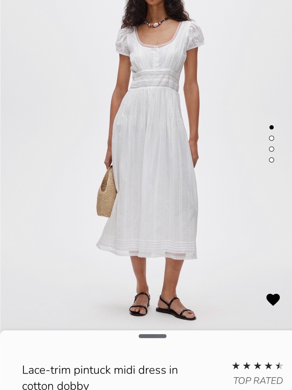 SOLD OUT // J. Crew White Lace-Trim Pintuck Midi Dress